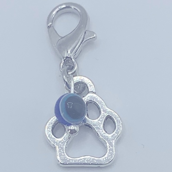 Evil Eye Bead & Paw Charm, Claw Clasp Clip-on for Small Pet Collar or Keychain - Picture 9 of 9